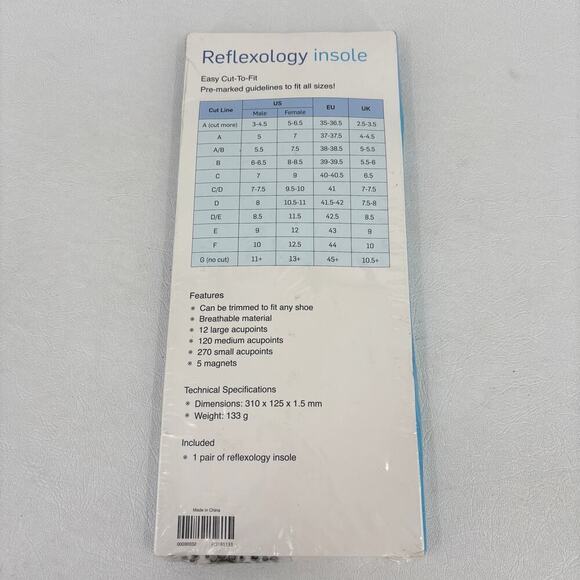 Reflexology Insole Acupoints Magnets Easy Trim to Fit Size Men or Women 1 pair - Picture 5 of 10